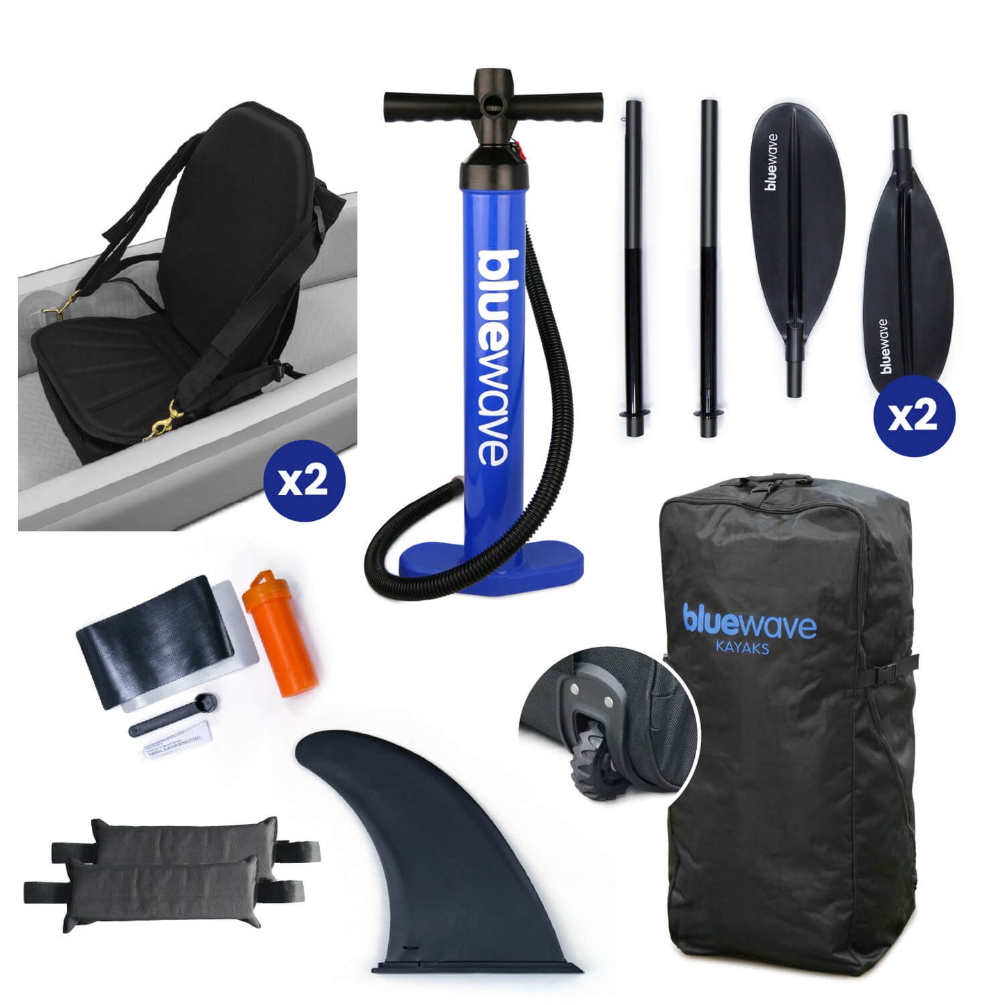 Bluewave - Glider Full Drop-Stitch Inflatable Kayak Package - KAYAK-BW-01/02-PK-iKAYAK
