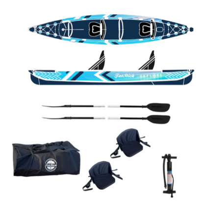 FatStick Inflatable 1 & 2 Person Drop Stitch Kayak Package Canoe iKayak FSK1000-2